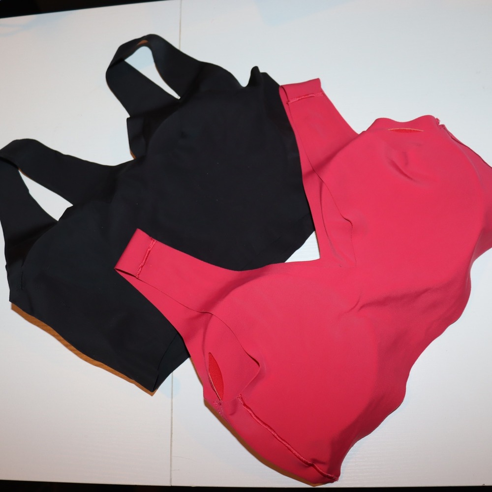 True & Co Hanes Wireless Bralette Set Large Black Pink‎ Women Seamless Comfort